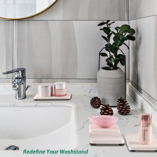 NiuYichee Set of 4 Water Absorbent Diatomite Coasters, Diatomaceous Earth Kitchen Soap Dish, Bathroom Trays, Water Absorbing Stone Used for Hand Soaps & Plants & Toiletries in The Modern Home