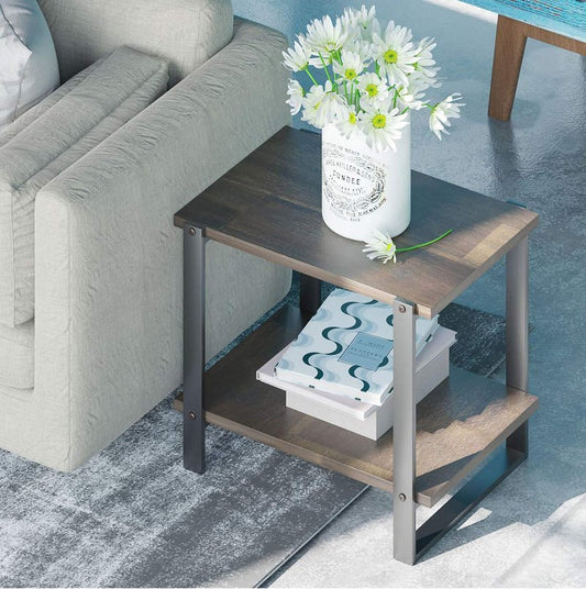 Zinus Brock 21 Inch Solid Wood Side Table, End Table, Easy Assembly, Brown