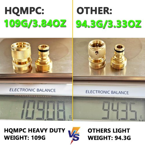 HQMPC Garden Hose Quick Connect - Solid Brass Fittings for Easy Water Hose Connection | 3/4 Inch GHT (2 Sets)