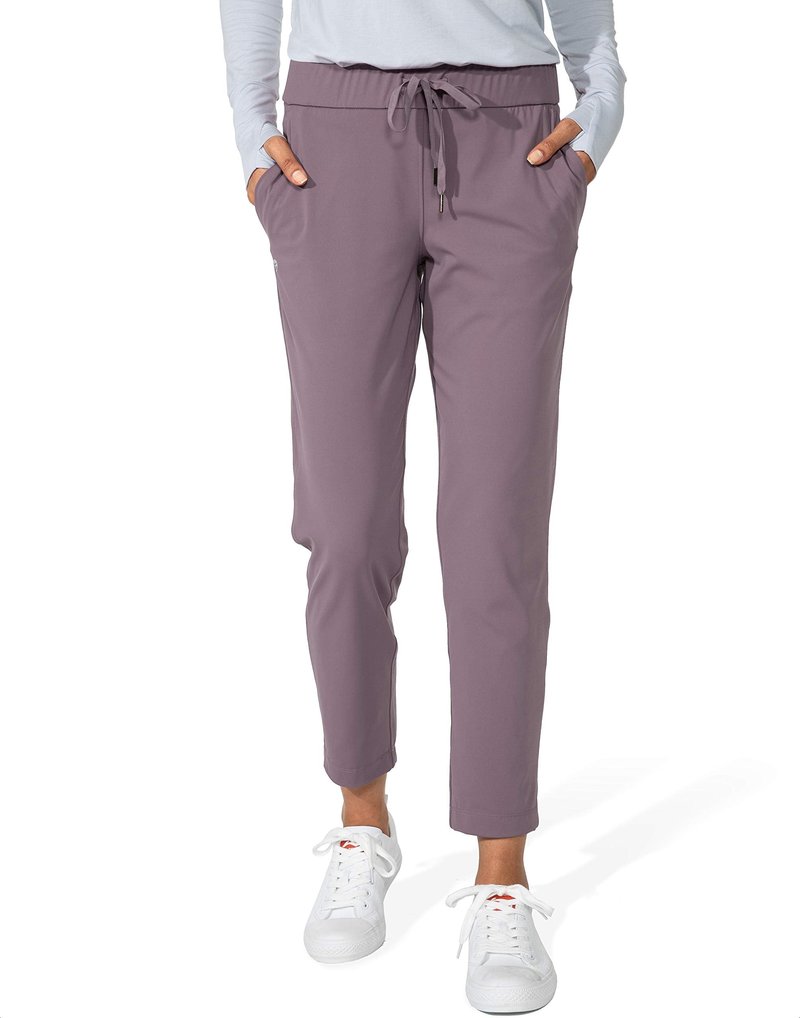 G Gradual Women's Pants with Deep Pockets 7/8 Stretch Sweatpants for Women Athletic, Golf, Lounge, Work (Dusty Purple, X-Large)