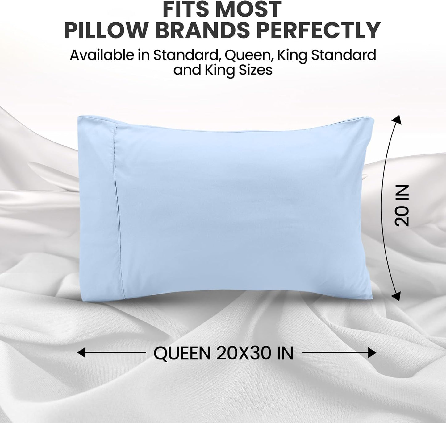 Utopia Bedding Queen Pillow Cases - Soft Brushed Microfiber - Fade Resistant | 20 x 30 Inches, Ice Blue - 2 Pack