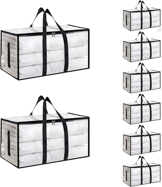 Skiennix Extra Large Heavy Duty Moving Bags - Waterproof Storage Totes with Handles & Zippers | 8 Pack, Foldable for College Dorms