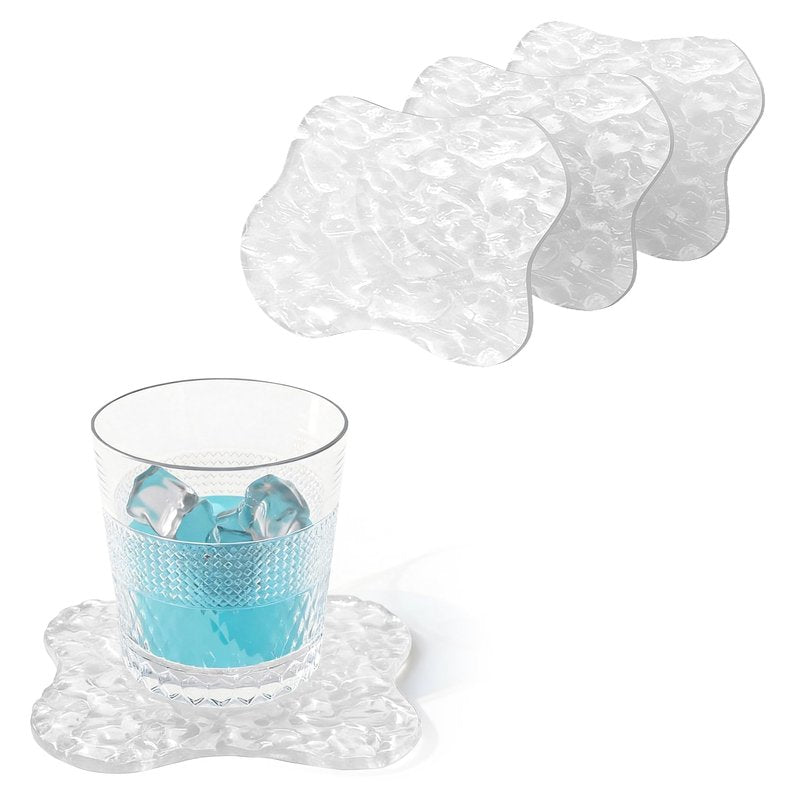 Sweet Elegance Acrylic Coasters, Coasters Set of 4, Clear Drink Coaster with Waterproof Material, Drink Pad for Table Protection, Desk Accessories for Home, Office, Cafe Decor