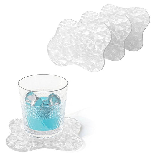 Sweet Elegance Acrylic Coasters, Coasters Set of 4, Clear Drink Coaster with Waterproof Material, Drink Pad for Table Protection, Desk Accessories for Home, Office, Cafe Decor