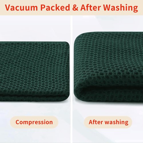 Homaxy 100% Cotton Waffle Weave Kitchen Dish Cloths, Ultra Soft Absorbent Quick Drying Dish Towels, 12 x 12 Inches, 8-Pack, Blackish Green