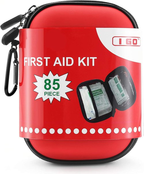 85-Piece Hard Shell Mini First Aid Kit - Compact Emergency Survival Kit for Travel, Hiking, Camping, & Car