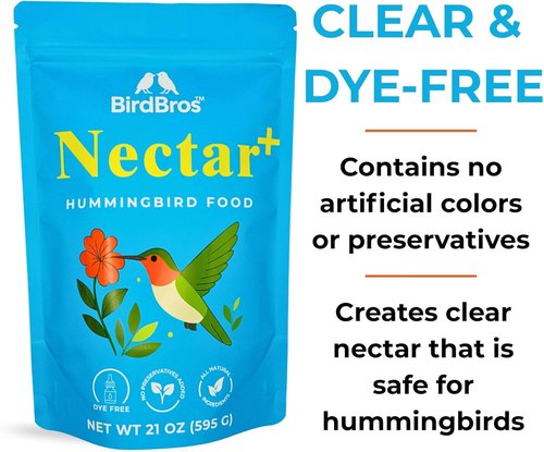 BIRDBROS Hummingbird Nectar Powder - All-Natural, Dye-Free Hummingbird Food | Easy Mix, 96 oz Made in USA