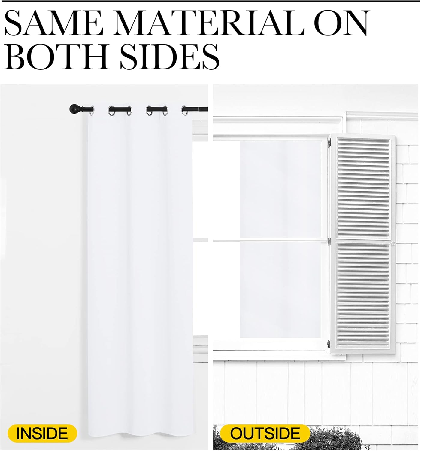 NICETOWN Window Curtains - 86-Inch Long Pure White Grommet Drapes | 50% Light Blocking, 1 Pair