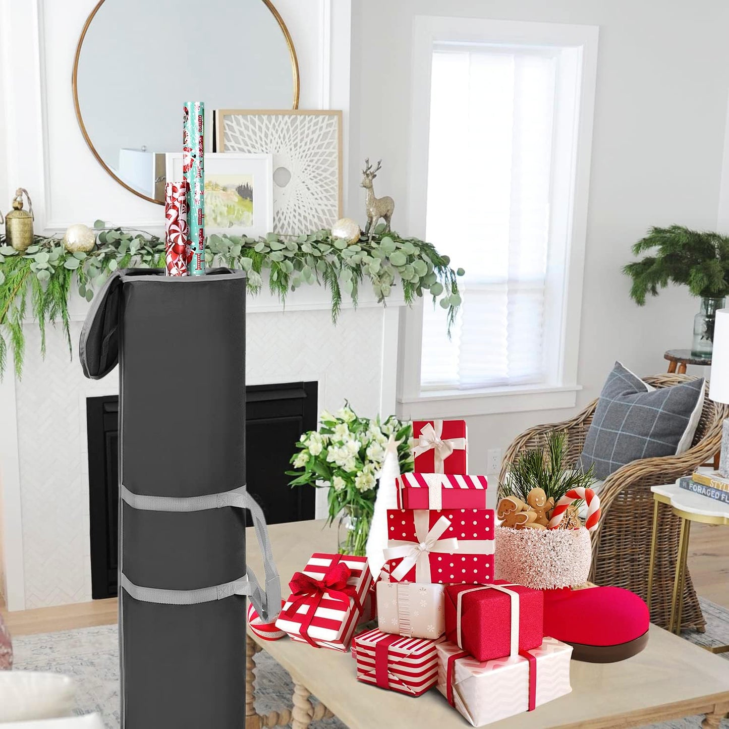 ProPik Wrapping Paper Storage Bag - Heavy Duty Gift Wrap Organizer | Holds Up to 48 Rolls, 40" Long | Black