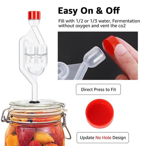 Dbgogo Twin Bubble Airlock Set, Air Lock for Fermenting, 6 Pack S - Shape Airlocks for Fermenting with #6 Carboy Stopper, 12pcs Airlock Grommets and 2pcs Brewing Thermometer Strips