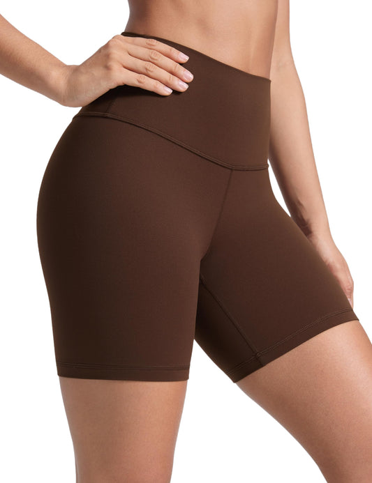 CRZ YOGA ButterLuxe Biker Shorts 6" - High Waisted Workout Running Volleyball Spandex Yoga Womens Lava Brown X-Small
