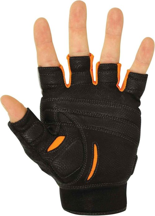 Men's Bionic Cross-Training Fingerless Gloves with Natural Fit Technology - Gray/Orange