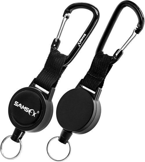 Heavy Duty Fishing Zinger Retractor with 24" Steel Cable - 2 Pack for Fly Fishing Gear