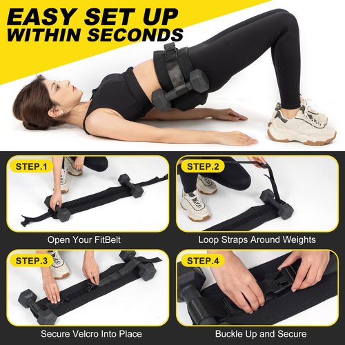 Hip Thrust Belt for Dumbbells, Booty Belt for Hip Thrust, Heavy Duty Adjustable Straps and Slip-Resistant Padding with Quick Side Release Buckles (Medium)