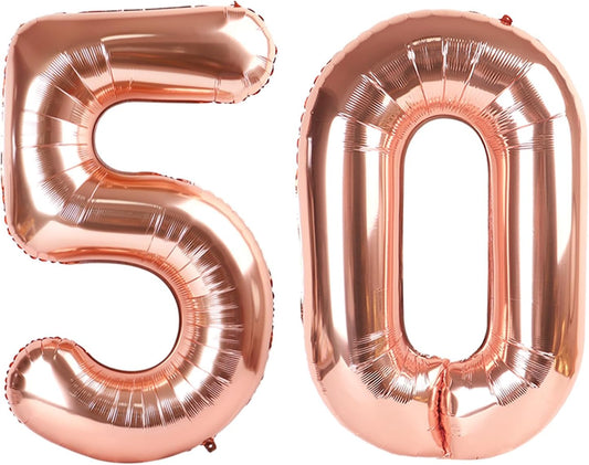 Regine Switzerland 50 Balloon Number - Rose Gold 40 Inch Birthday Decorations for Celebrations
