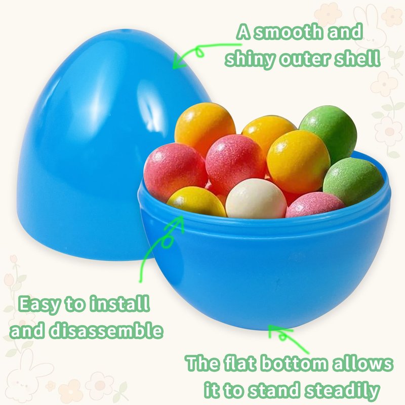 UOUYOO Empty plastic eggs 3.4 inch unfilled plastic Easter eggs for Easter Egg Hunt Suprise Egg Stuffers Filler Easter Decorations 12Pcs