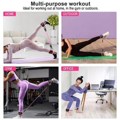 Ankle Resistance Bands with Cuffs: Women Ankle Strap Band for Working Out - Ankle Resistance Bands for Glutes Hip & Leg Butt Training Workout Exercise Equipment
