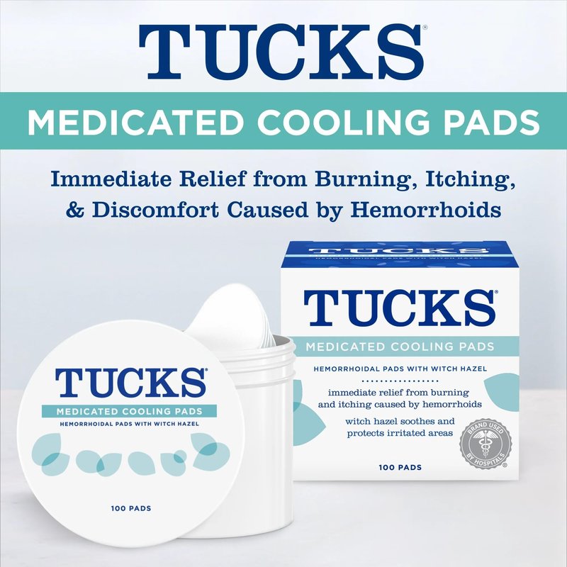 TUCKS Medicated Cooling Pads, 100 Count – Hemorrhoid Pads with Witch Hazel, Cleanses Sensitive Areas, Protects from Irritation, Hemorrhoid Treatment, Medicated Pads Used by Hospitals