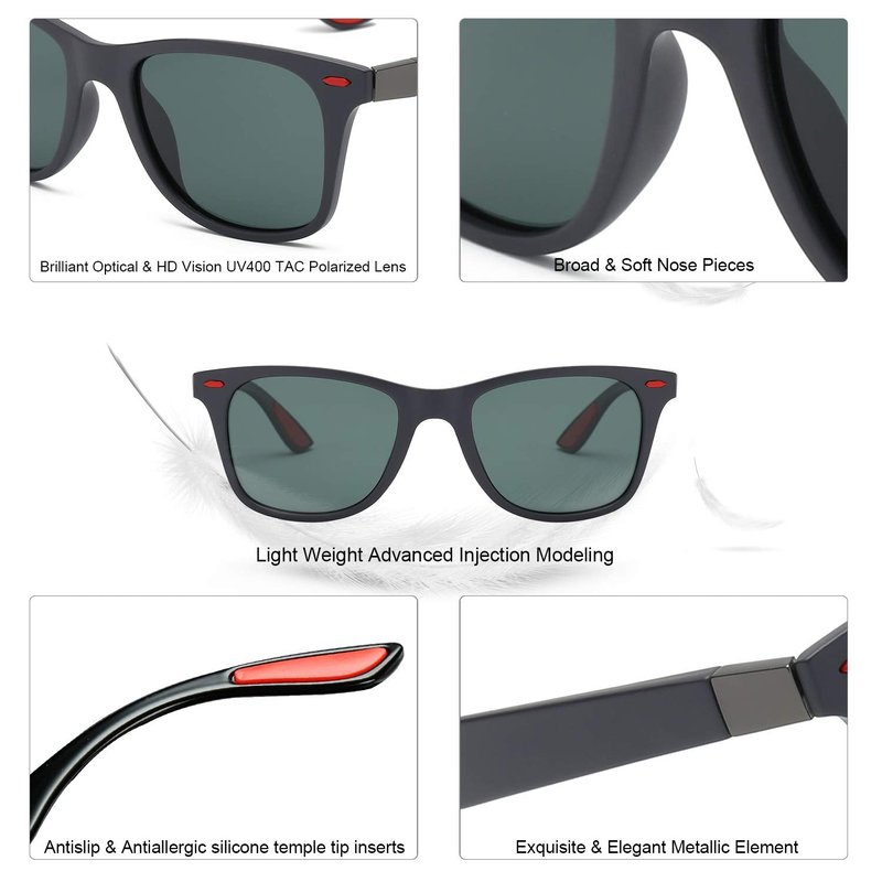 SOJOS Polarized Sports TR90 Sunglasses for Running Cycling Fishing Golf Driving SJ2101 with Matte Black Frame/Turquoise Lens
