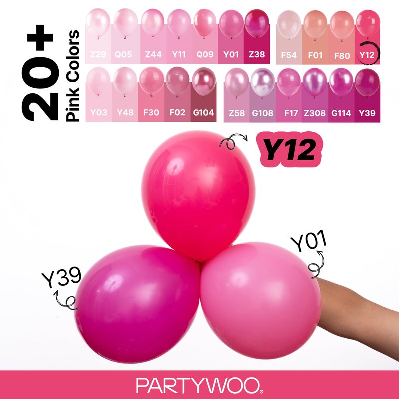 PartyWoo Hot Pink Balloons 152 pcs Different Sizes of 18 12 10 5 Inch Magenta Fuchsia Balloon Arch Kit Garland for Baby Shower Wedding Bridal Shower Anniversary Birthday Party Decorations Pink-Y12