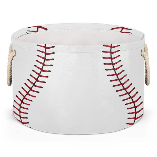 Baseball Large Round Storage Basket Sport Baseball Collapsible Circle Storage Bin Laundry Hamper With Handle for Kids Toy Blanket Dirty Clothes Towel Living Room Nursery Storage Organizer Decor