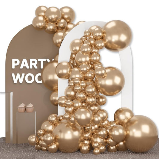 PartyWoo Metallic Gold Balloons 140pcs Different Sizes of 18 12 10 5 Inch Chrome Gold Balloon Arch Kit Garland for Birthday Graduation Baby Shower Wedding Bachelorette Party Decorations Gold-G127