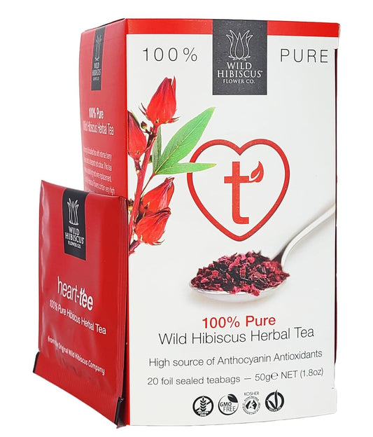 Wild Hibiscus Heart Tea | Premium Herbal Blend with Hibiscus & Botanicals (1.1 oz) | Caffeine-Free Wellness Tea | Rich in Flavor & Antioxidants [Pack of 6]