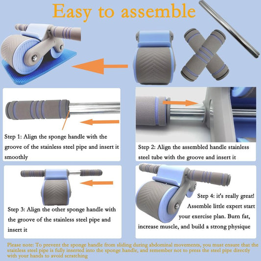 XINGJIEYUN AUTOMATIC REBOUND ABDOMINIUM ROLLER: Automatic rebound abdominal roller for exercise with knee pads, dual wheel balance design and cell phone holder, suitable for outdoor, home, office, gym, in the home gym using abdominal fitness roller for ab