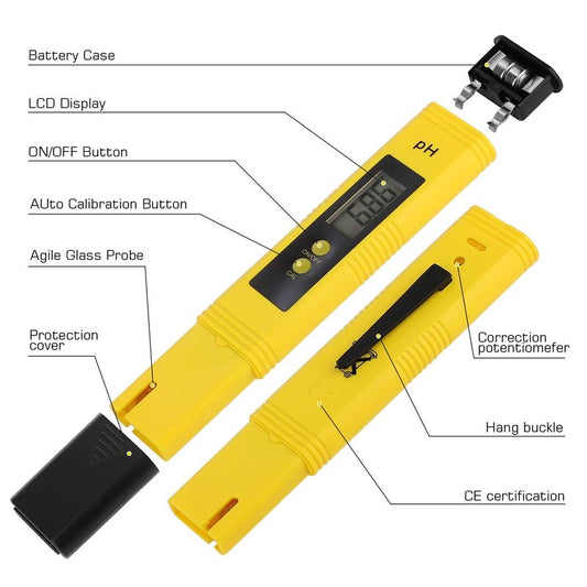 PH Meter for Water Hydroponics Digital PH Tester Pen 0.01 High Accuracy Pocket Size with 0-14 PH Measurement Range for Household Drinking, Pool and Aquarium (pH Meter 4PCS)