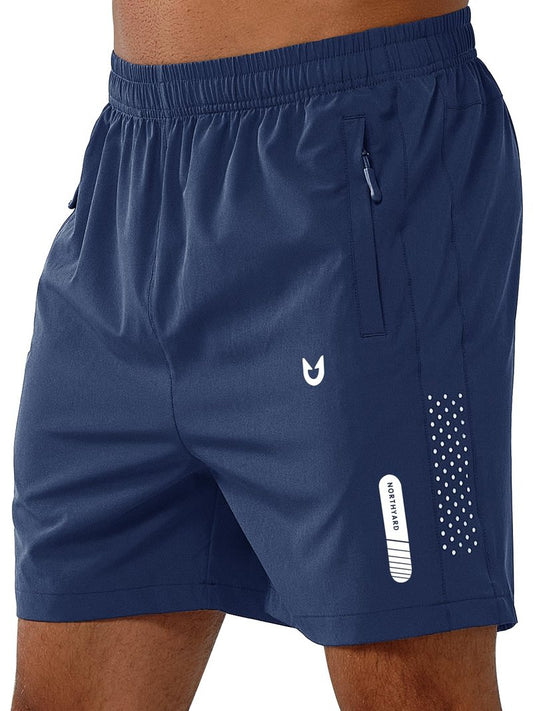 NORTHYARD Men's Athletic Running Shorts Gym Workout 7"/9"/5" Quick Dry Lightweight Sports Basketball Tennis 3 Zipper Pockets DARKBLUE-5inch XL