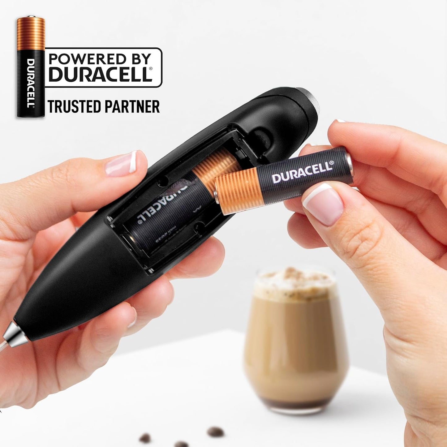 Zulay Kitchen Whisk Milk Frother - Powerful Handheld Foam Maker for Coffee & Lattes | Includes 4 Duracell Batteries