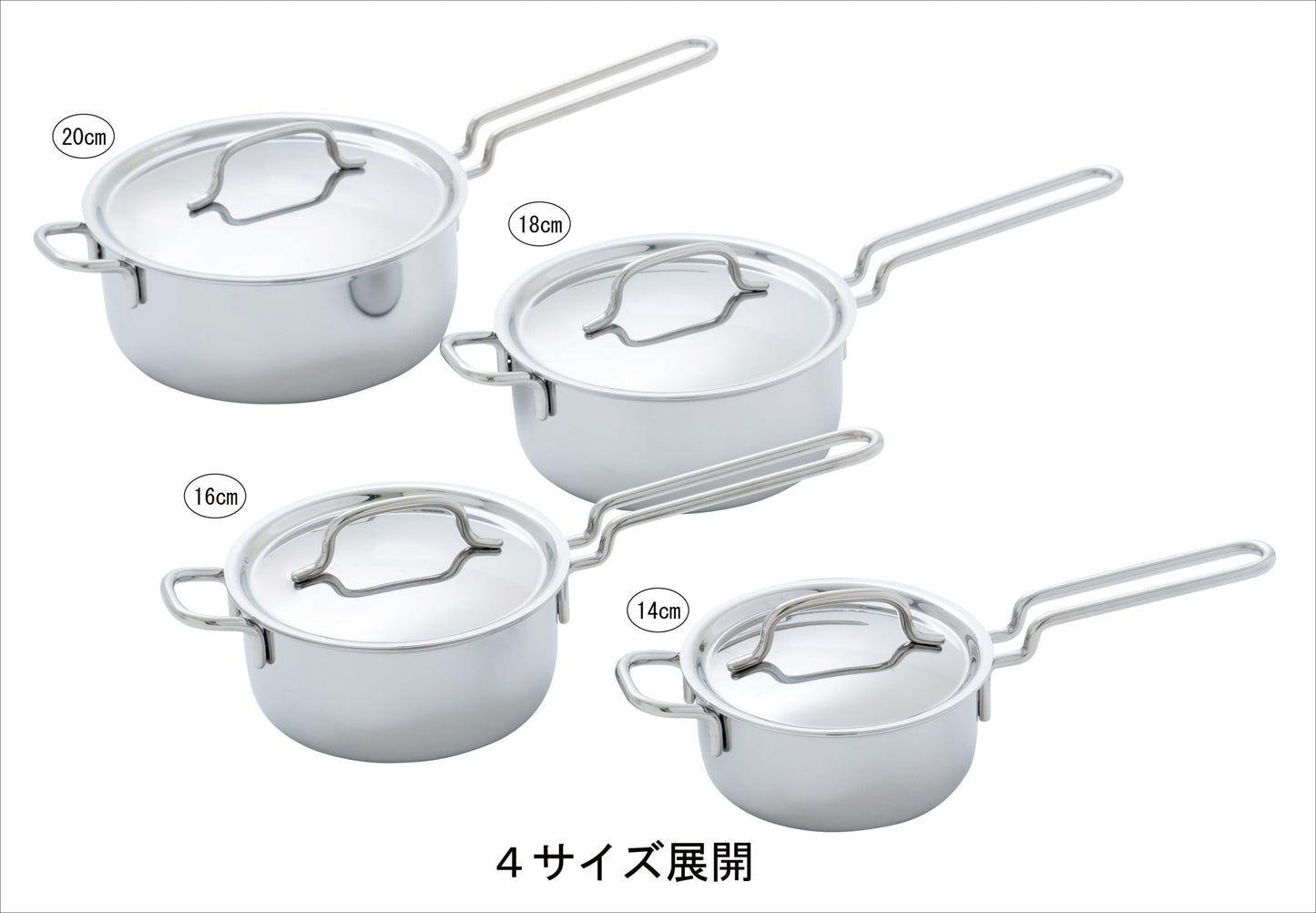 Miyazaki Seisakusho GEO-14N Geo Single-Handled Pot, 5.5 inches (14 cm), Made in Japan, Induction Compatible, Compatible with All Heat Sources, Silver