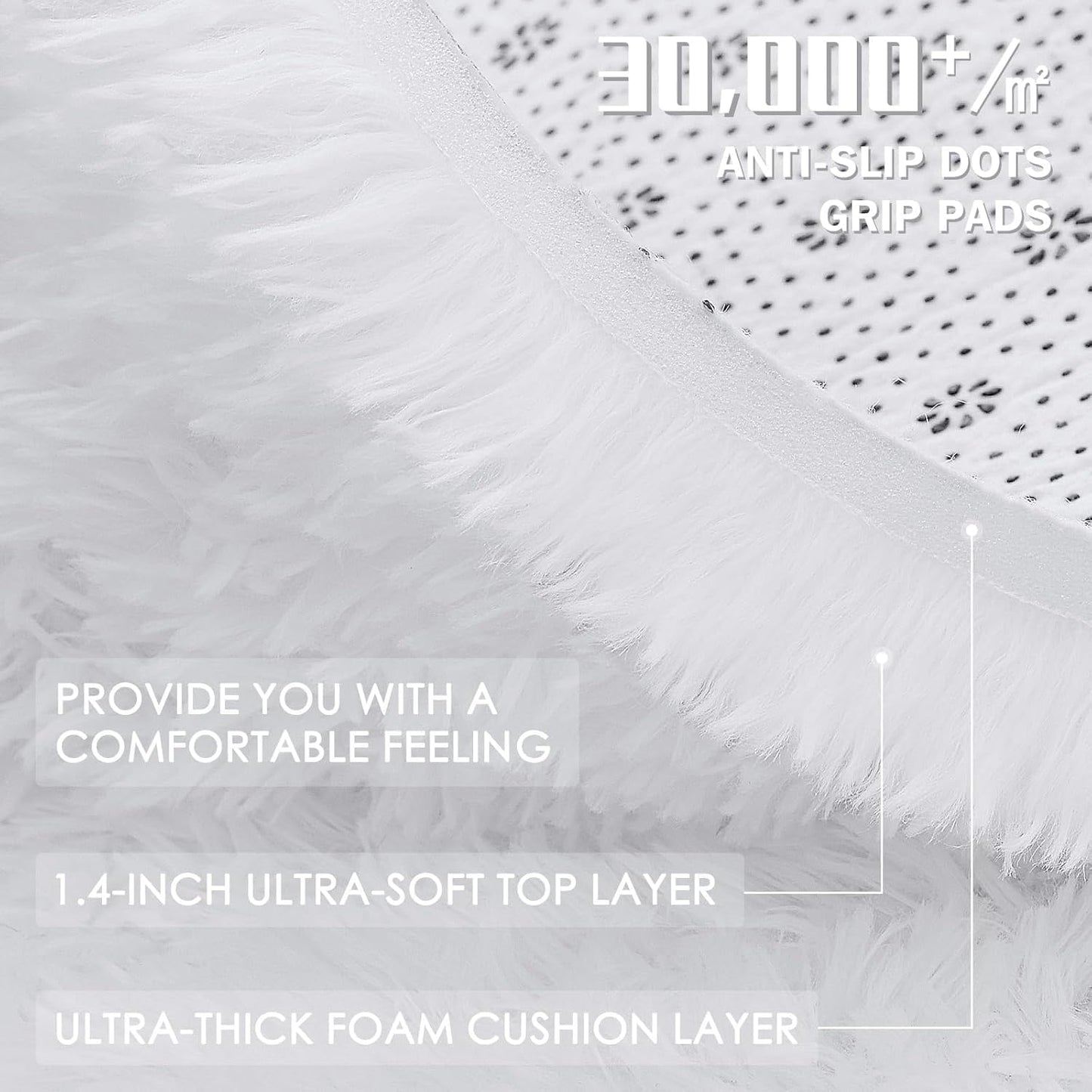 OLANLY Soft Fluffy Shaggy Area Rug - 4x5 Machine Washable Accent Rug for Bedroom & Living Room | White