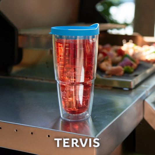 Tervis Clear & Colorful Tabletop Made in USA Double Walled Insulated Tumbler Travel Cup Keeps Drinks Cold & Hot, 24oz, Quartz