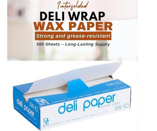 Durable Packaging Interfolded Deli Wrap Wax Paper - 10" x 10 3/4" Size for Freshness