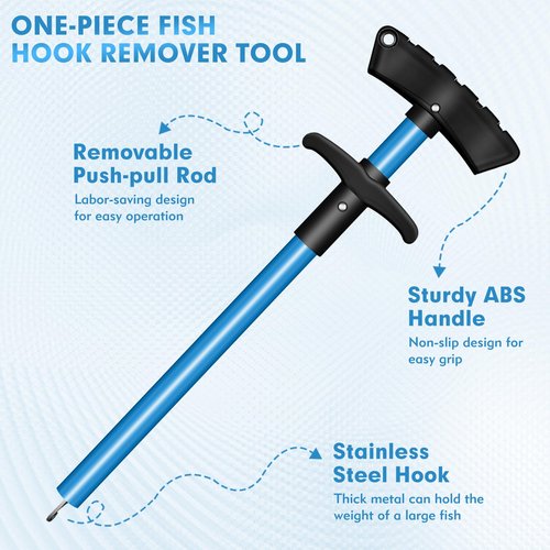 CdbC Fish Hook Remover Tool, Aluminum Fishing Hook Remover Fish Dehooker Squeeze-Out Fish Hook Remover Dehooker Tool Fishing, 9.5inch