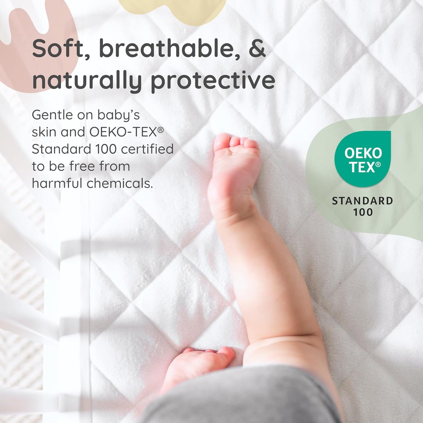 Margaux & May Crib Mattress Protector - 100% Waterproof & Highly Absorbent Quilted Cover | 2 Pack, Oeko-TEX® Certified, Noiseless, Fits 28" x 52" Standard Cribs