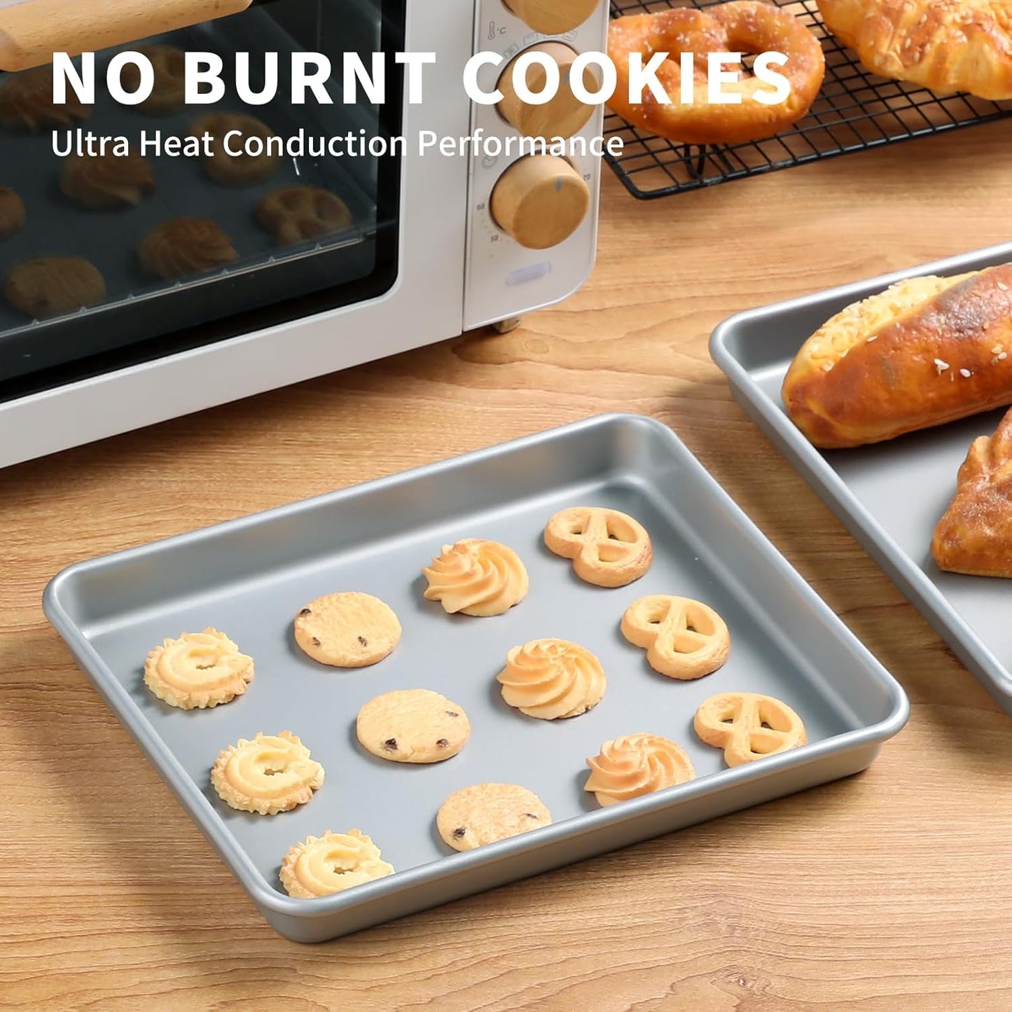 Skiennix Toaster Oven Pans - 2-Pack 11-Inch Nonstick Baking Trays | Heavy Duty & Dishwasher Safe