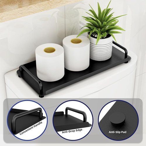 Gypie Toilet Paper Basket - Stylish Bathroom Storage Tray with Handle | Black Design