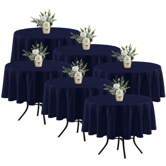 Fitable 6 Pack Navy Round Table Clothes - 70 Inches in Diameter - Stain Resistant and Washable Tablecloths, Polyester Fabric Table Covers for Wedding, Party, Banquet, Gathering