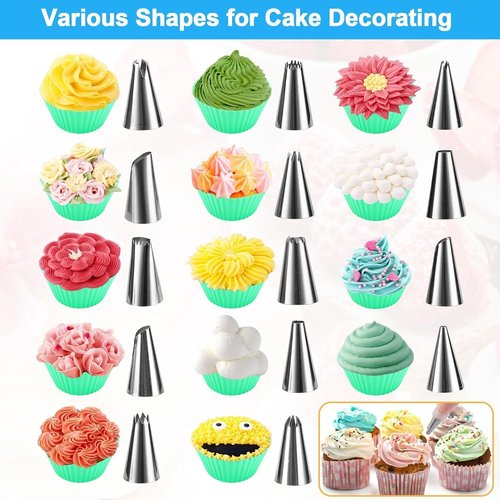 firstake Piping Bags and Tips Set - 100pcs Disposable Piping Bags, 12 Inch Icing Bags, Thickened Pastry Bags, Anti Burst Frosting Bags, Non-slip Cake Decorating Bags for Baking Cupcake and Cookies