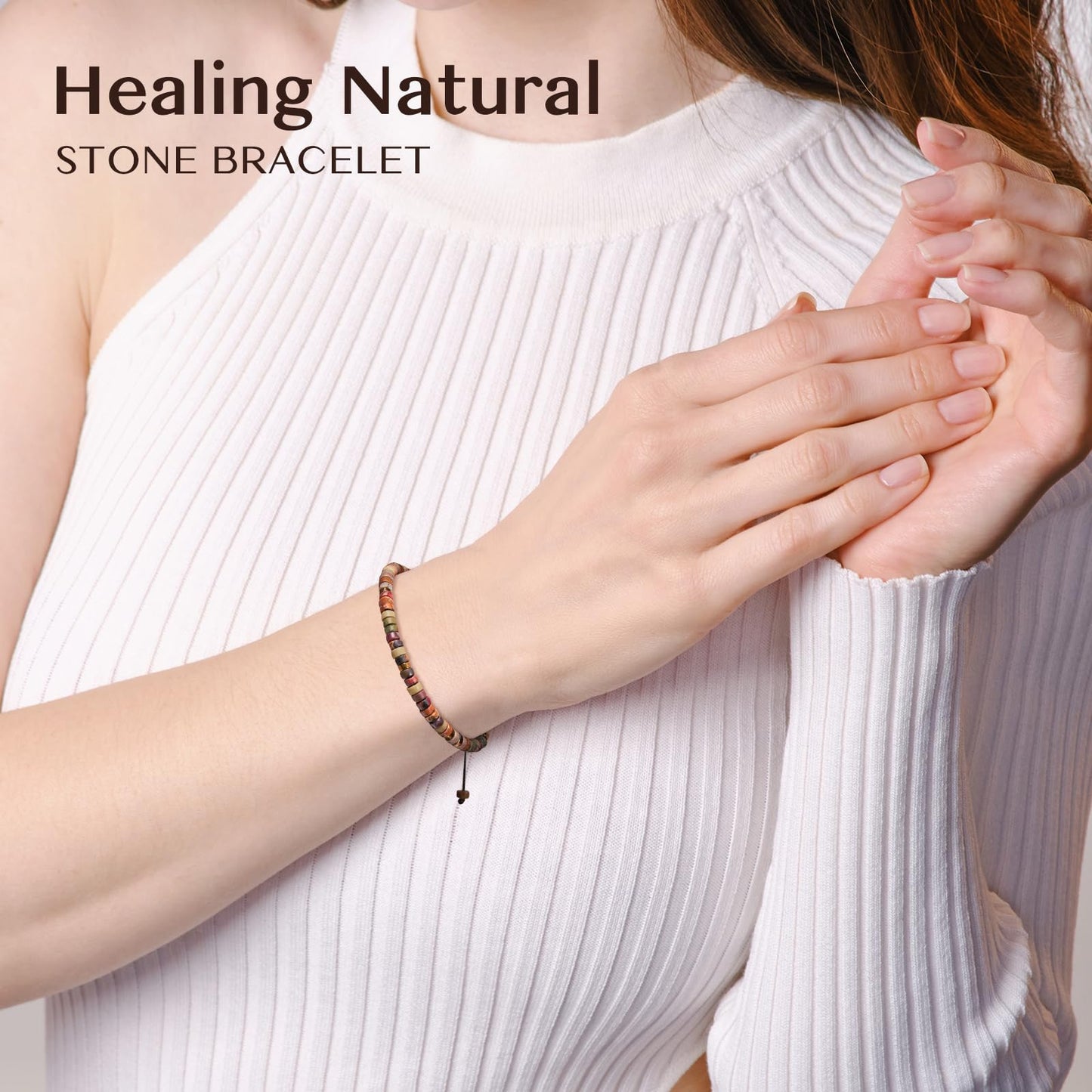 ZOKCC Inspirational Gifts Bracelets for Women Healing Natural Stone Beads Bracelets - Thank You Appreciation Christmas Birthday Gifts for Work Bestie Boss Lady
