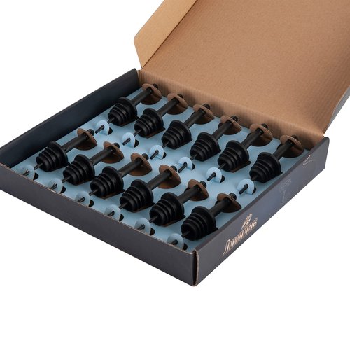JNWINOG 12 Pack Stainless Steel Bottle Pourers with Dust Caps, Matte Black Bar Accessories (Matte Black, 12 Pack)