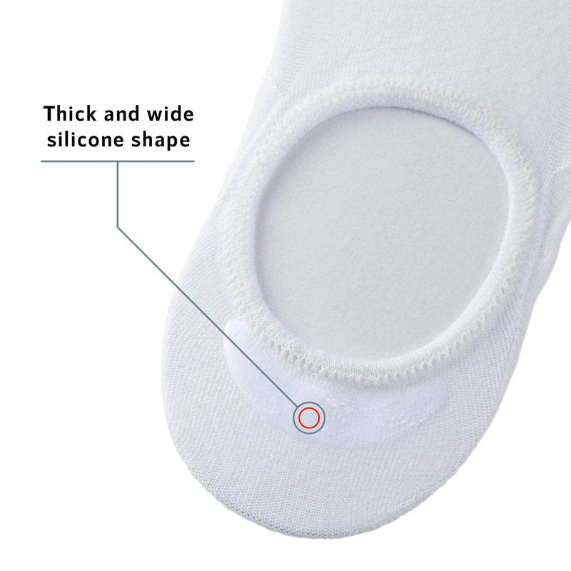 MONFOOT Men's/Women's 10 Pairs Invisible No Show Non slip Socks, White Black Small Multipack
