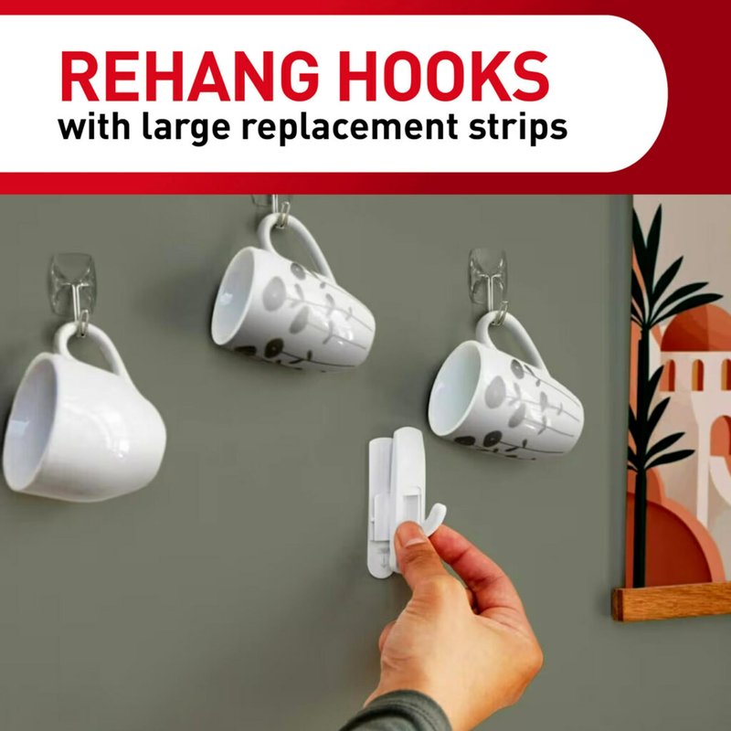Command Indoor Small Replacement Strips, 64 Strips, Damage-Free Wall Hanging, Re-Hang Small Hooks for Home and Wall Decor, Holds up to 1 lb, White Adhesive