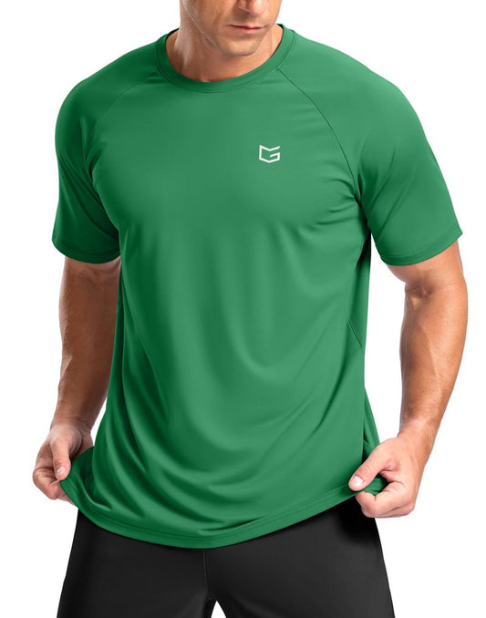 G Gradual Men's Athletic Workout T-Shirts Moisture Wicking Cooling Running Shirts Short Sleeve Performance Tee for Gym Tennis(Green,XXL)