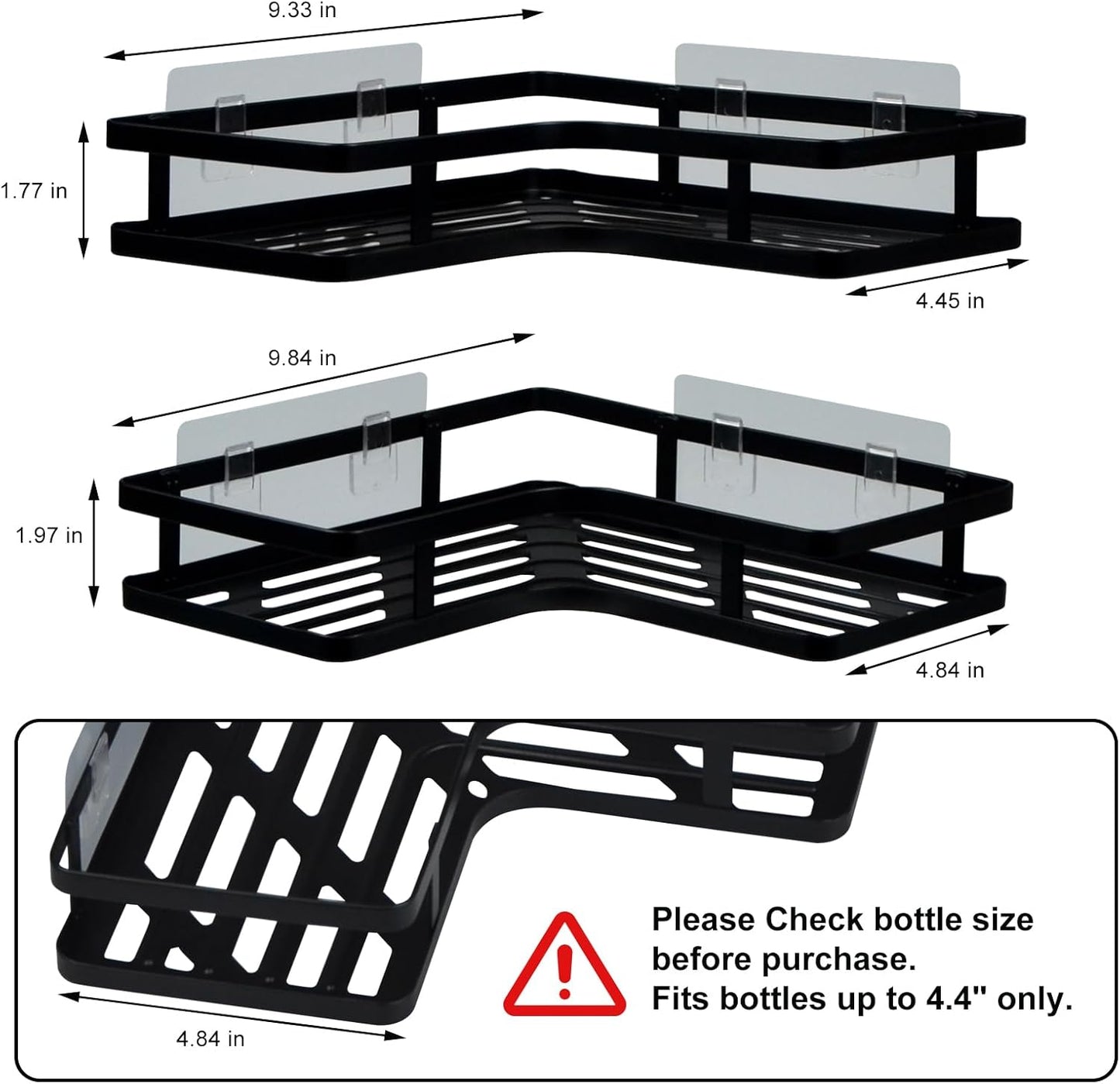 Skiennix Black Shower Caddy - Rustproof Bathroom Organizer with Shampoo Holder | 2-Piece Set