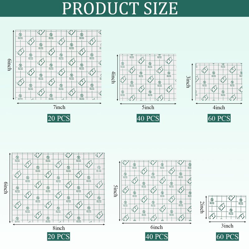 Woanger 240 Pieces Transparent Stretch Adhesive Bandage Waterproof Bandage Transparent Film Dressing Clear Waterproof Tattoo Shower Patch Film Swimming Cover, 6 Sizes