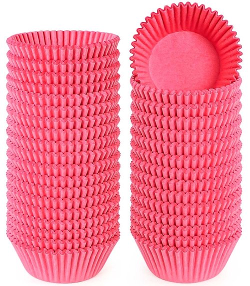 Caperci Standard Pink Cupcake Muffin Liners 500-Count, No Smell, Food Grade & Grease-Proof Paper Baking Cups (Pink)