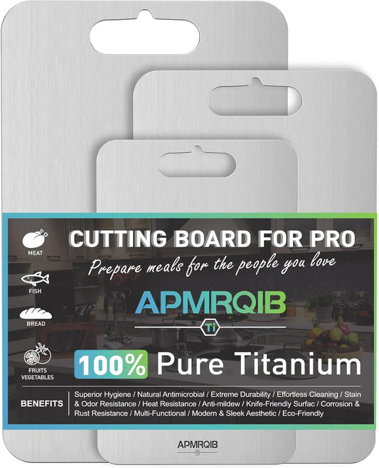 Titanium Cutting Board Set by Titan | 100% Pure Non-Toxic Double-Sided Boards | Ideal for Meat & Charcuterie (3 Pack)